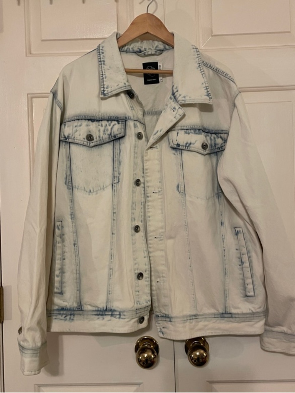 80s Light Wash Acid Effect Denim Jacket original use women’s large